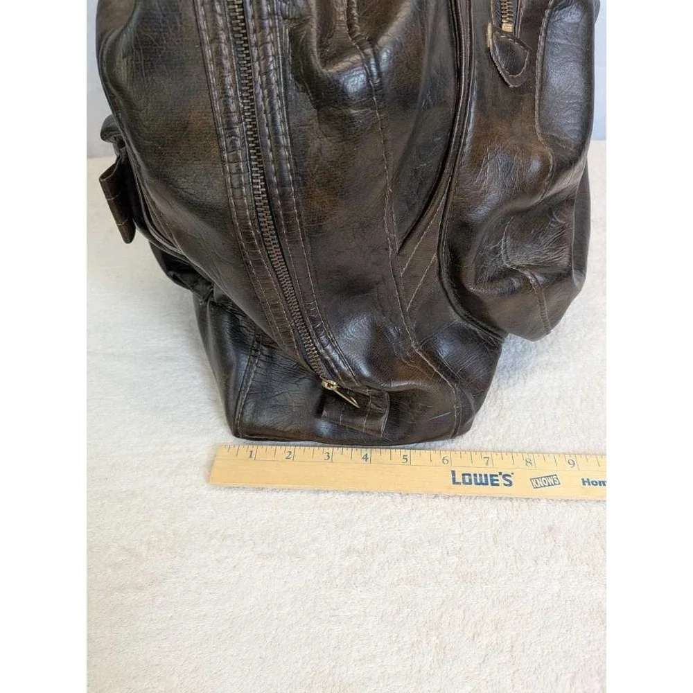 Abdalla of Atlanta Brown Faux Leather Satchel Duffle Weekender Travel Bag‎ Vtg